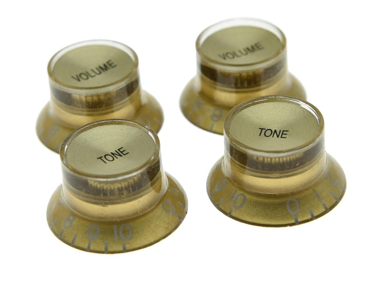 Dopro Set of 4 LP Guitar Reflector Knobs Gold with Gold Cap Top Hat Knobs For SG Epiphone Les Paul